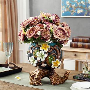 欧式陶瓷花卉桌面插花瓶客厅创意手绘礼品复古宫廷装饰摆件