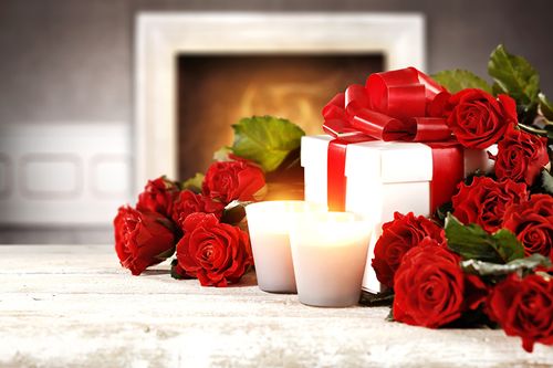 假日,玫瑰,蜡烛,红色,礼物,花卉,照片